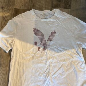 American Eagle Outfitters White Tee with Maroon Eagle Graphic